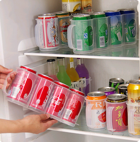 The soda can storage container will allow you to keep your cans neatly stored in the fridge or pantry