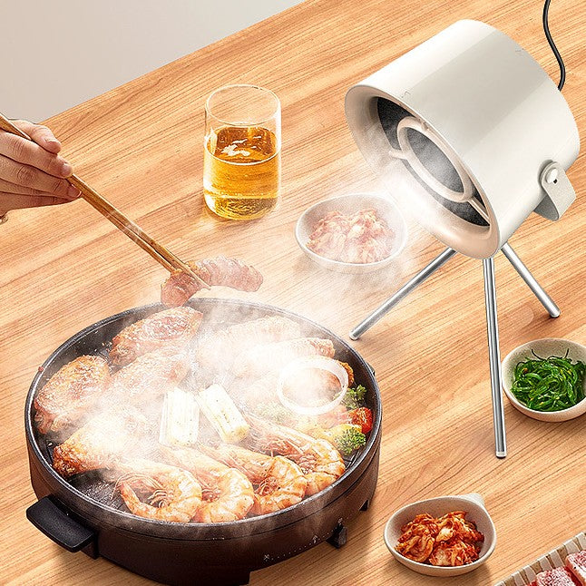 The desktop smoke fan will reduce significantly the smoke and smells from cooking
