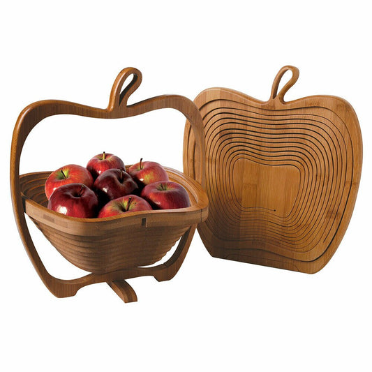 The apple shaped foldable bamboo basket is optimal to store fruit or snacks and will look gorgeous in your kitchen. 