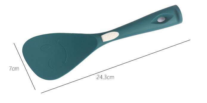 The silicone kitchen spatula is approximately 24 cm long. 