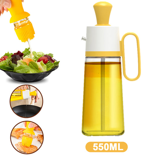 The practical oil dispenser will allow you to pour or drizzle oil onto your salads or any meal you are cooking. Use the brush to coat in oil your veggies, meat or fish before cooking. 