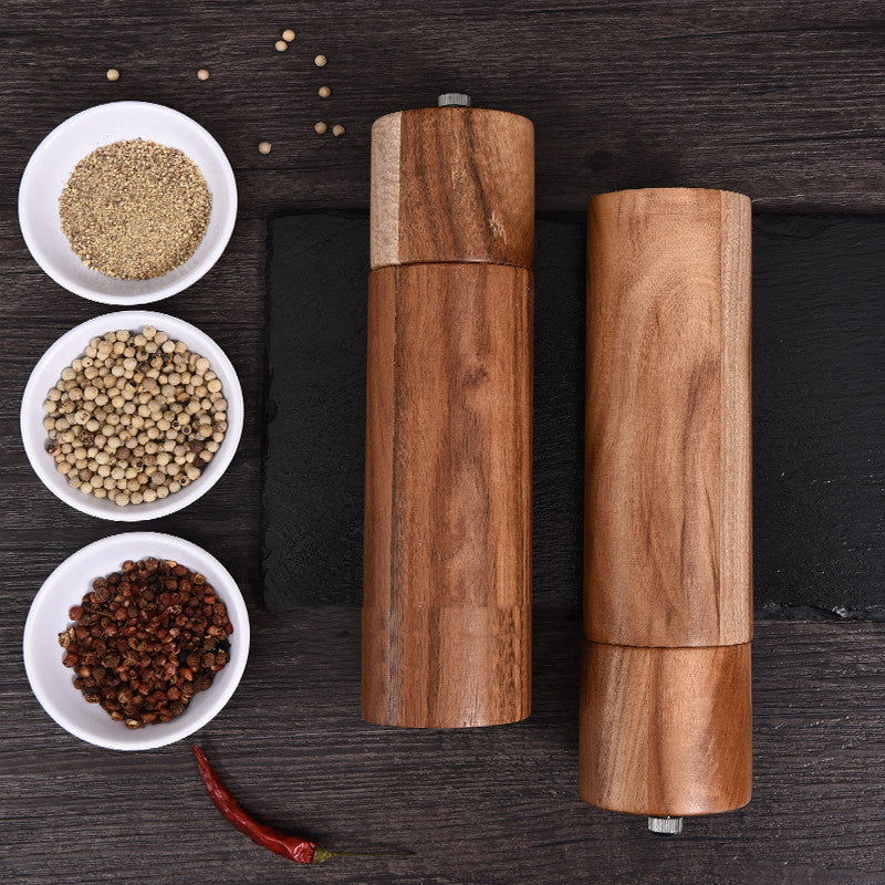 The acacia wood spice grinder is easy to clean, just wipe it with a damp cloth. 