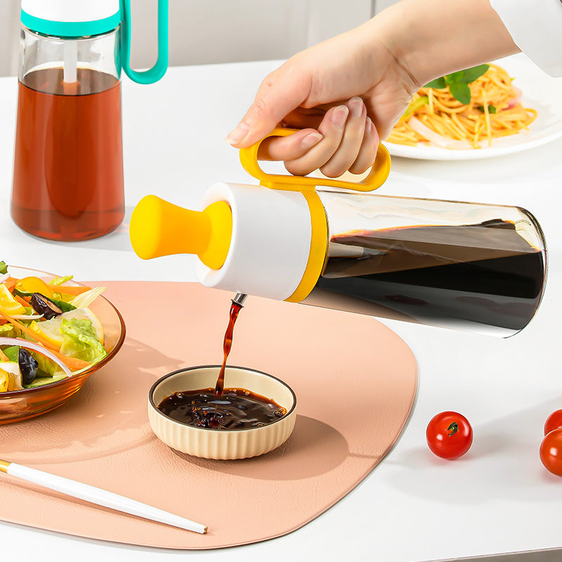 The dispensing bottle is also optimal to use with other liquids such as soy sauce and vinegar
