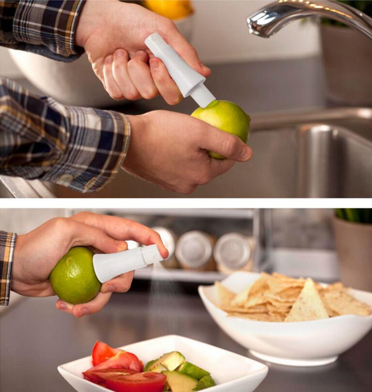 The citrus sprayer allows you to use the fruit as a container. Just insert the spritzer inside your lemon or lime and enjoy fresh dressing