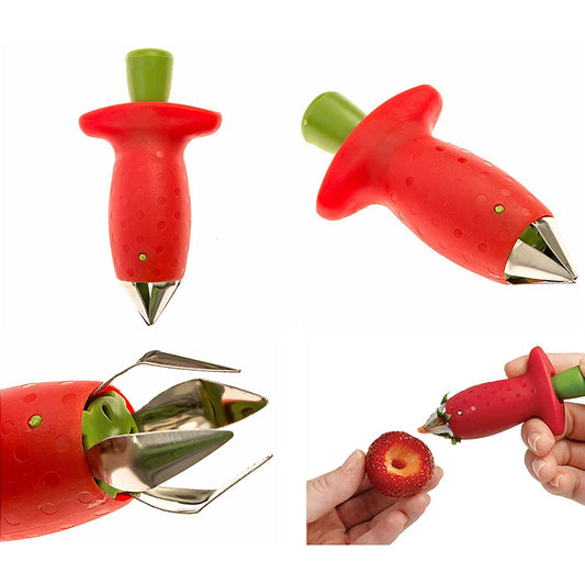 Remove the stem from strawberries easily with it's push button mechanism
